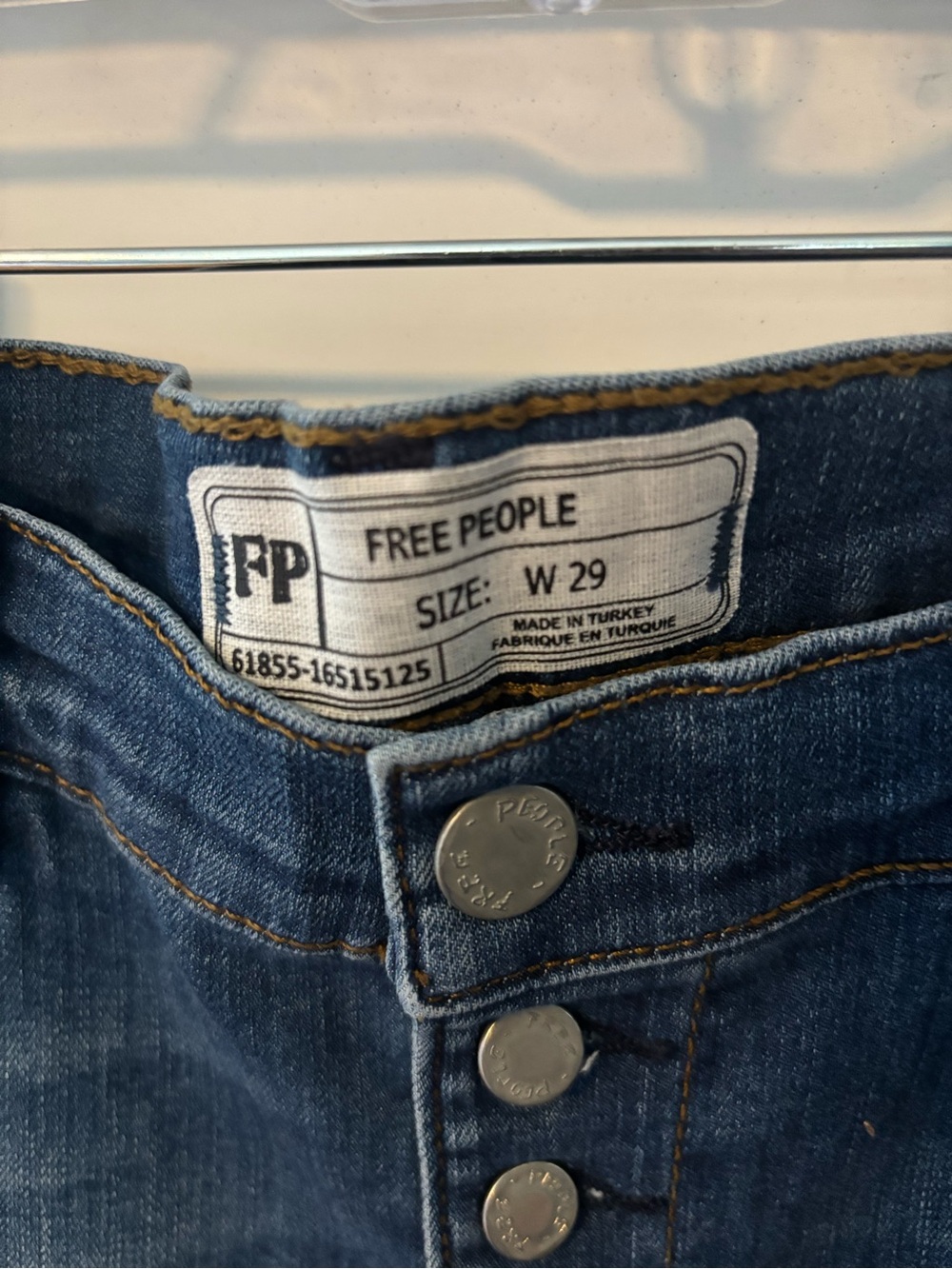 Free People Distressed Skinny Jeans Size 29 Button Fly Raw Hem